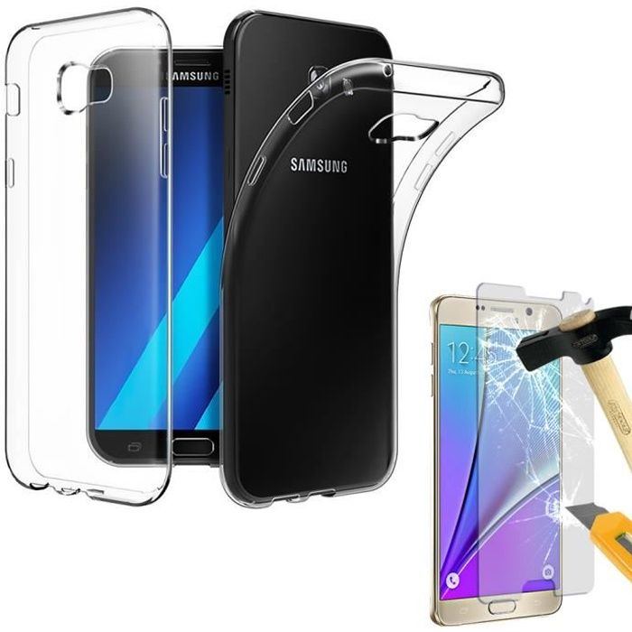 Coque Silicone TPU Samsung Galaxy A3 (2017) Transparent + Film en Verre Trempé