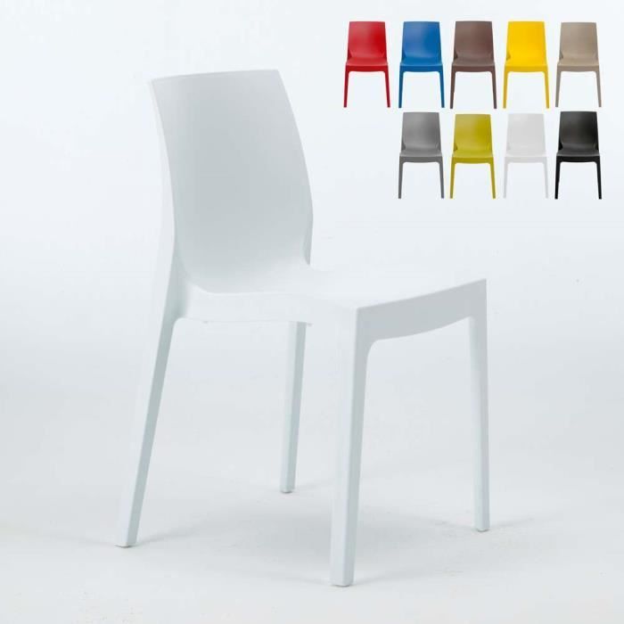 Chaise en polypropylène empilable Salle à Manger café bar Rome Grand Soleil, Couleur: Blanc