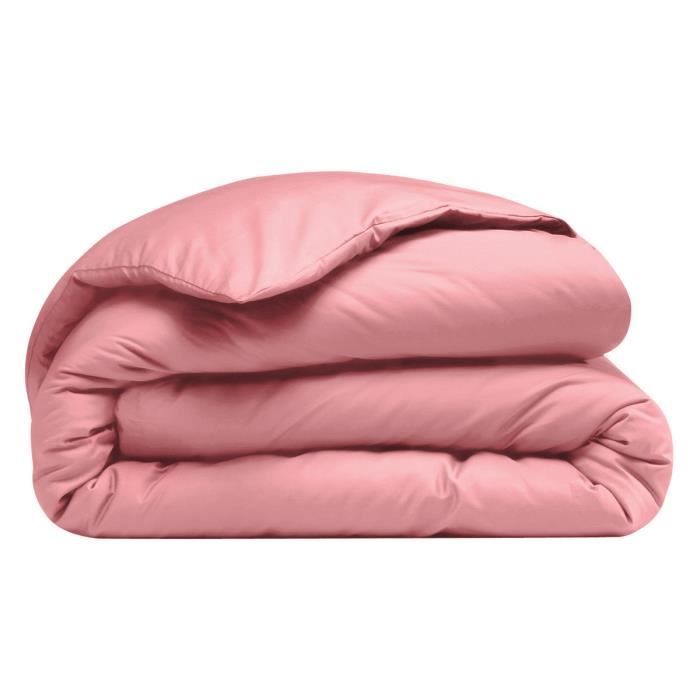 Housse de couette Coton Rose Uni 140 x 200 cm