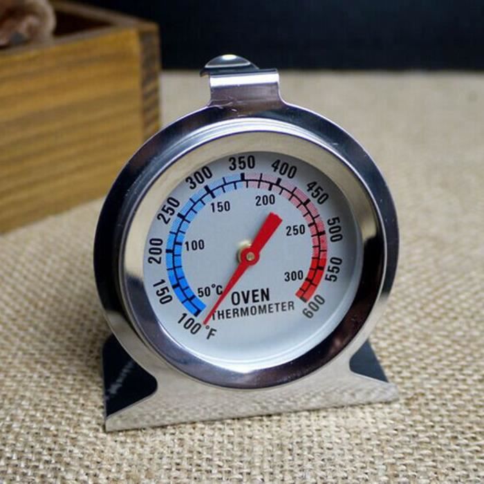 Thermomètre de four en acier inoxydable Affichage analogique Max. 300 degrés Pour suspendre ou poser dans le four