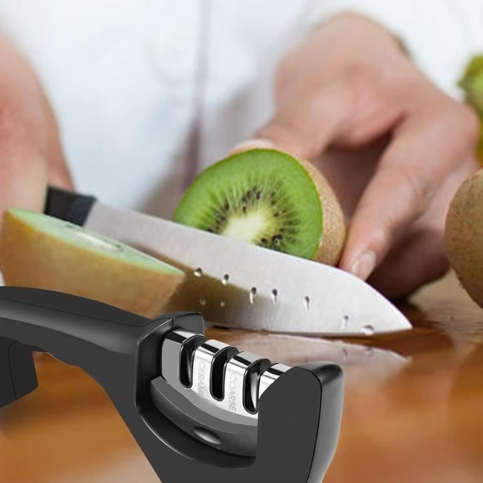 Professionnelle - Aiguiseur Lame de niveau 3 Ergonomiquement Sharpener outil de Cuisine en acier inoxydable pour chef cuisinier