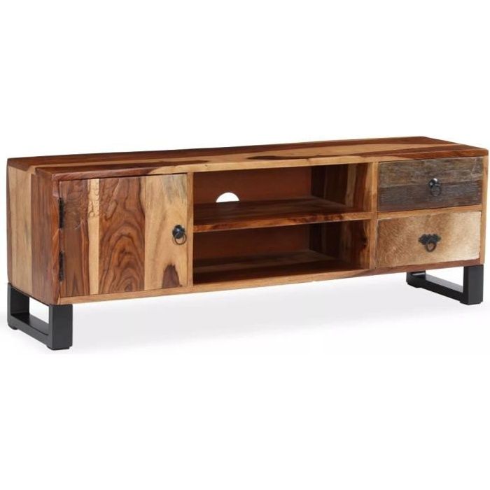 Meuble TV scandinave contemporain Bois massif de Sesham 120 x 30 x 40 cm