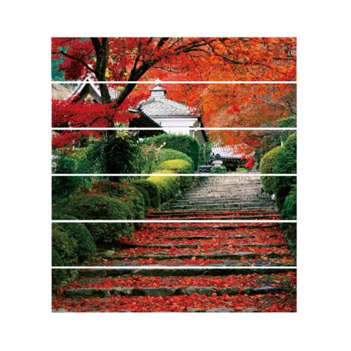 1 pièces autocollant 3D beau d'escalier auto-adhésif d'érable rouge pour le magasin à la maison PORTE-HABITS