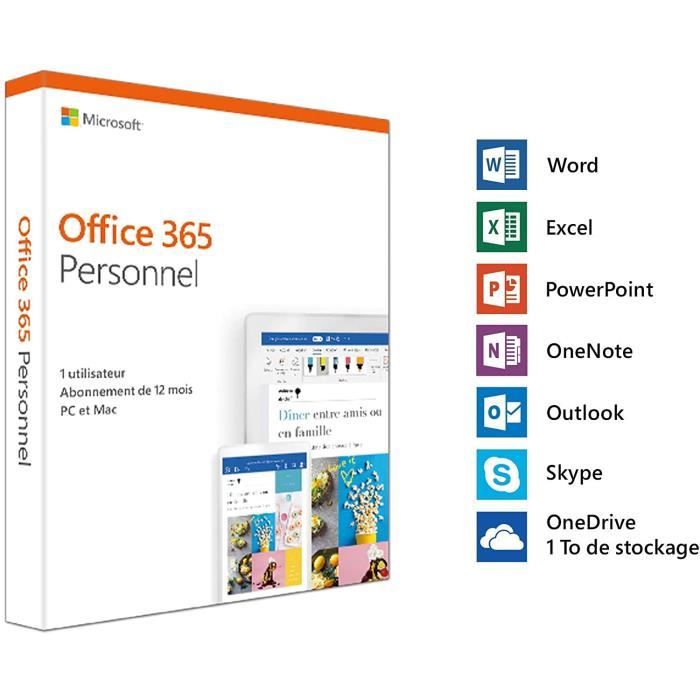 Office 365 Personnel (devient Microsoft 365 Personnel) - 1 utilisateur - PC ou Mac - 1 an