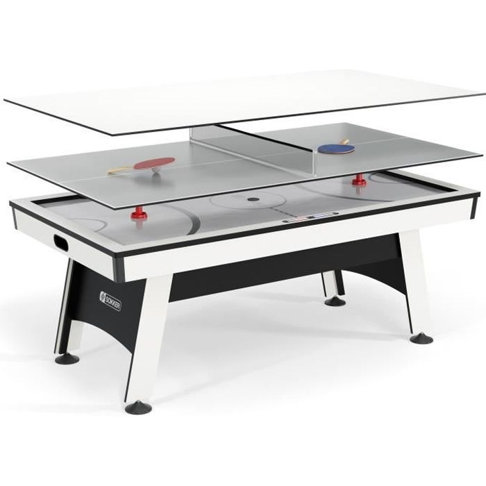Table multi-jeux 3 en 1 - Samurai - Air Hockey, Ping-Pong et convertible Table dînatoire