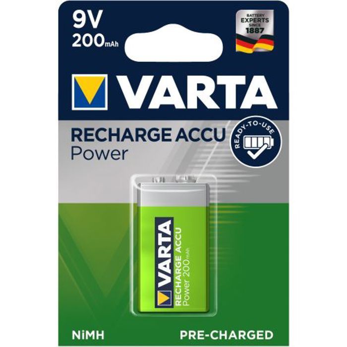 RECHARGE Batterie NiMH bloc 9V avec 200mAh - 1 pièce