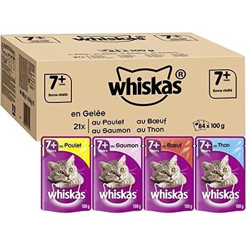 Whiskas Senior7+ - Sachets Fraîcheur pour Chat Senior (Stérilisé Ou Non), Sélection Mixte en Gelée, 84 Sachets R 590095127581