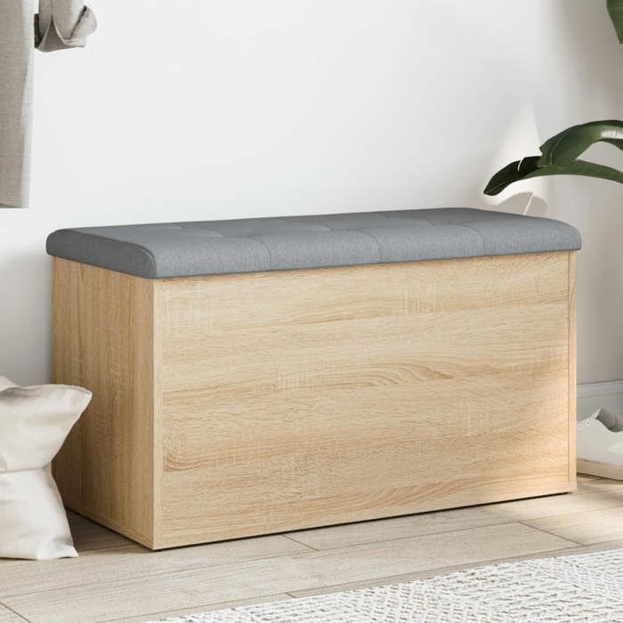 vidaXL Banc de Rangement Coffre de Rangement avec Coussin Organisateur de Vêtements Jouets Couloir Salon Moderne Chêne 835049
