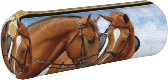 Trousse à Crayons Cheval – 2 Compartiments, Double Rabat, 22 Pièces Incluses – Rentrée Scolaire Et Cadeau Fille
