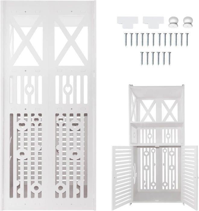 Armoire de Chambre Rangement Mini - DAYPLUS - Rangement avec 3 étages à grilles et 2 porte - 90 x 40 x 25 cm