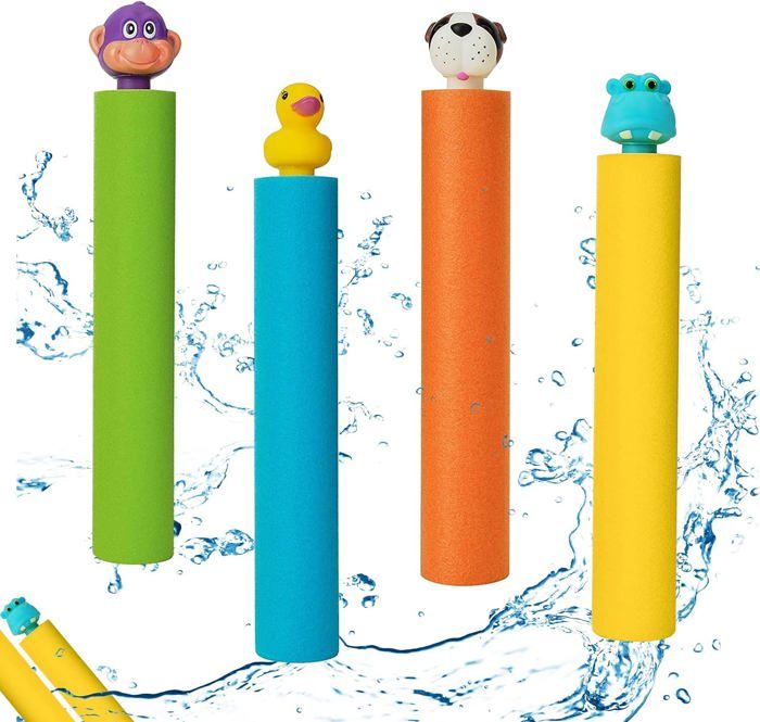 Jouets de plage, Pistolet à Eau en Mousse, 4 Coloré Pistolets à Eau