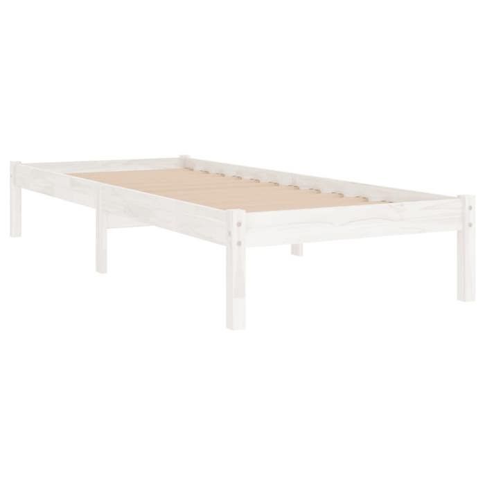 Cadre de lit simple - CLOUD - sans matelas - blanc - bois massif 90x200 cm - LL0000121439
