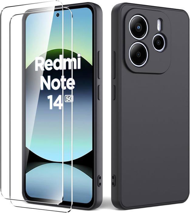 Coque 4en1 FLLAO Pour Xiaomi Redmi Note 14 5G - Avec Verres Trempés Et Protecteur Caméra Transparent