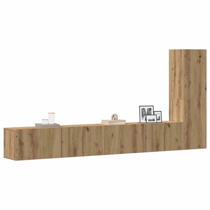 vidaXL Ensemble de meuble TV mural 3 pcs chêne artisanal meuble tv meuble multimédia console tv meuble hifi centre de 3329198