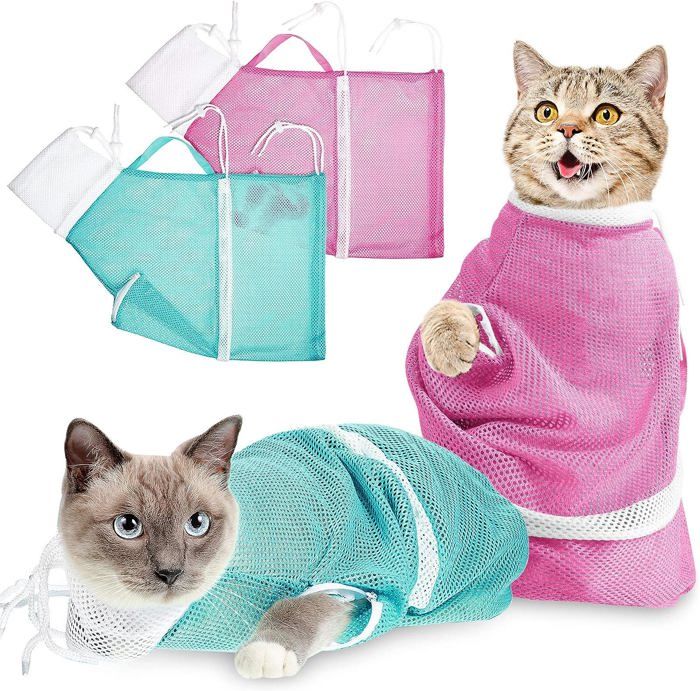 Sac de bain pour chat 2 pièces filet de douche pour chat sac anti