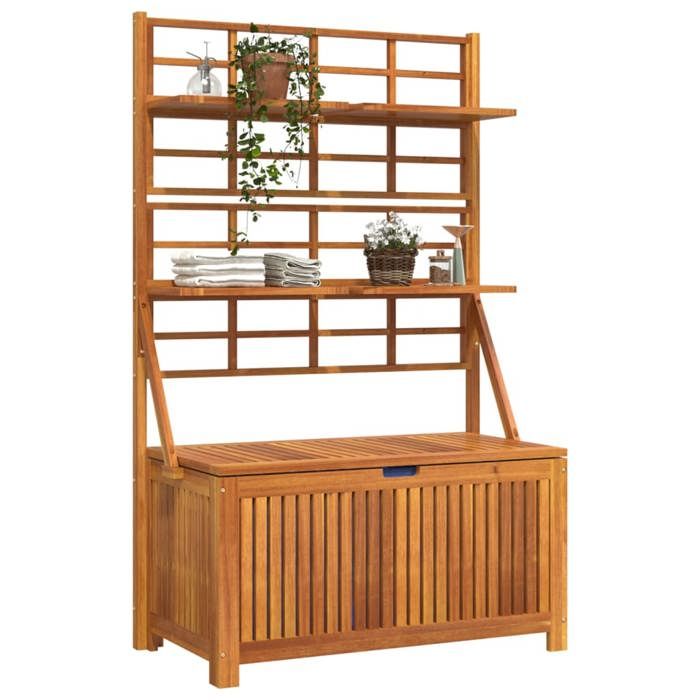 RemiseCoffre meuble de jardin Boîte de rangement avec treillis 99 x 50 x 160 cm Acacia massif JILIMAISON2025 1284212