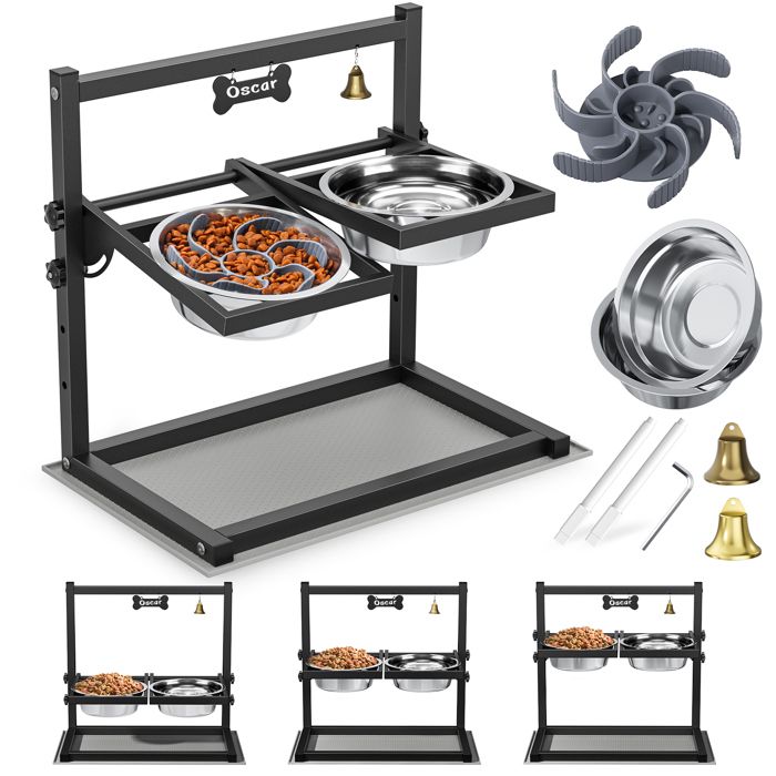 Comparer les prix de Gamelles surélevées pour Chien avec 3 hauteurs réglables et Inclinaison de 90° :Gamelle pour Chien Convient aux Petits Moyens