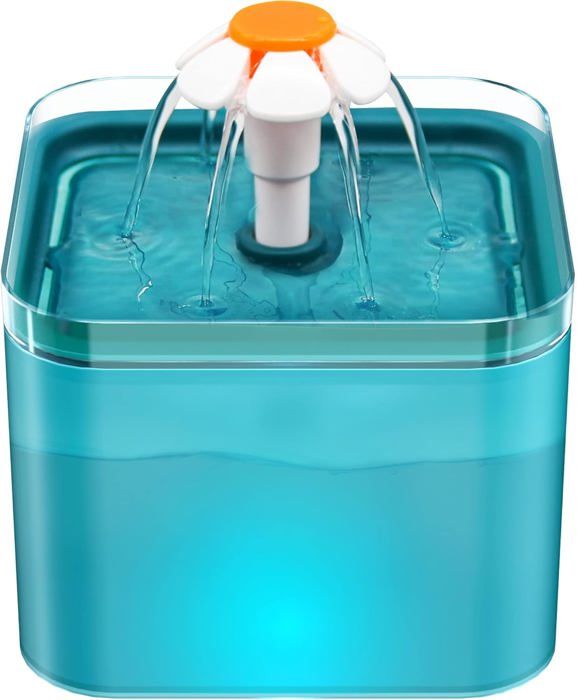 Meilleurs prix pour Fontaine à eau pour chat ultra silencieuse avec éclairage LED 2 L