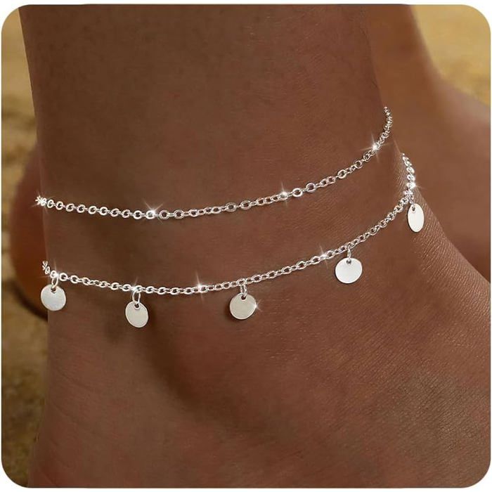 Lot Bracelets De Cheville Or Argent Pour Femme Multirang Réglables