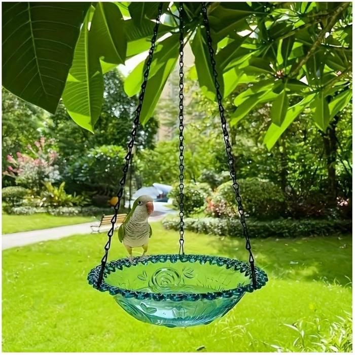Meilleurs prix pour Bain et mangeoire à oiseaux suspendus – Bol décoratif dextérieur pour patio jardin cadeau pour les amoureux des oiseaux (bleu)q