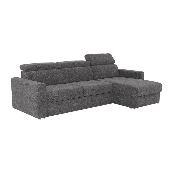Canapé dangle réversible convertible express en tissu chenille gris anthracite - Couchage 160 cm - Matelas 18 cm VIZIR