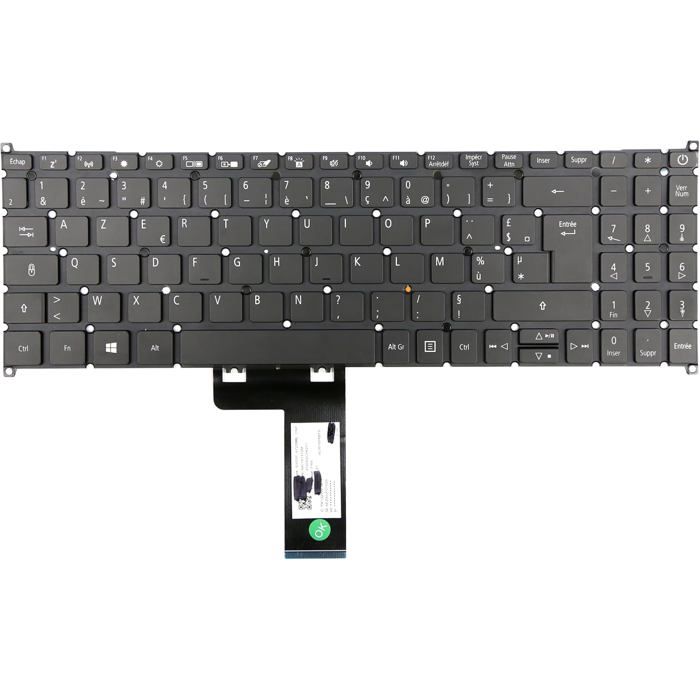 Clavier AZERTY Français Noir Pour Acer Aspire V3-731 - Référence CL-137-5830AZN, Filaire, Neuf Sous Garantie
