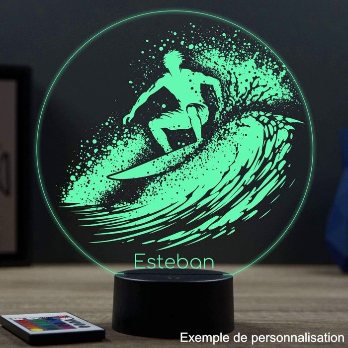Lampe 3D Sport Surfeur – LED – Idée Cadeau – Fabriquée en France