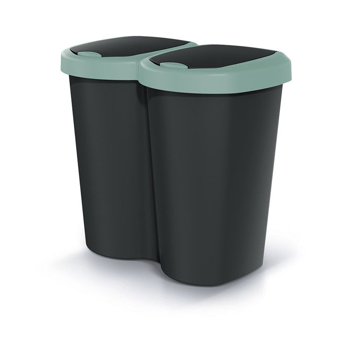 Poubelle Compacta B Duo vert/noir capacité 40L un compartiment deux couvercles version murale NDBS40-5575C_S411