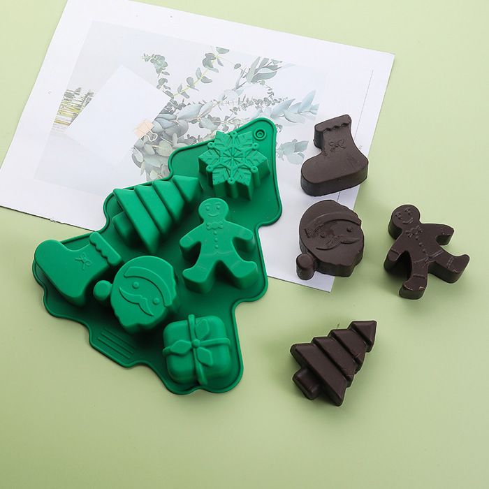 Moule Silicone Noël 25 Cavités | Formes Sapin, Père Noël, Bonhomme Pain D'épices | Pour Chocolats, Biscuits, Gelée