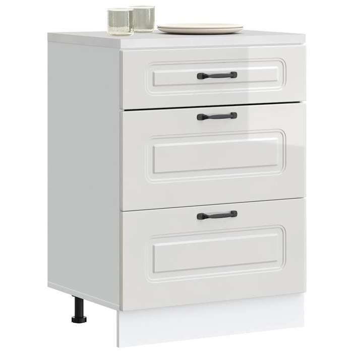 Meuble bas de cuisine - vidaXL - Bois dingénierie - Blanc brillant - 60x46x81 5 cm - Pieds réglables