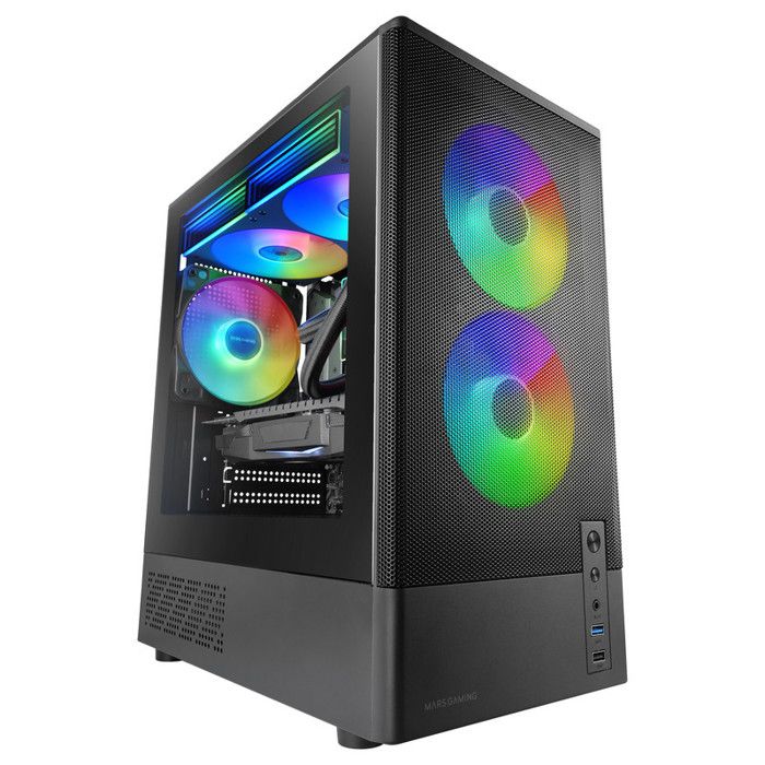 Boîtier MicroATX - MARS GAMING - MC-ONYX - Façade metal mesh - 3x ARGB FDB - Panneau latéral verre trempé