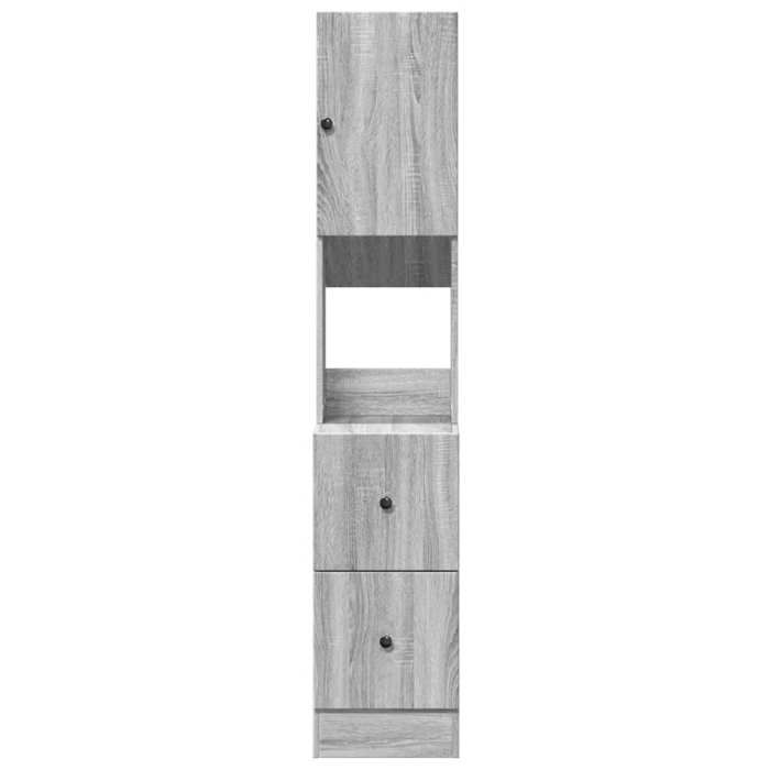 Armoire de cuisine en bois dingénierie - WIENS - Sonoma gris - 35x50x180 cm - Grand espace de rangement