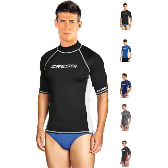 T-shirt anti-UV - CRESSI - Rash Guard Homme - Manches courtes - UPF 50+ - Tissu élastique lycra