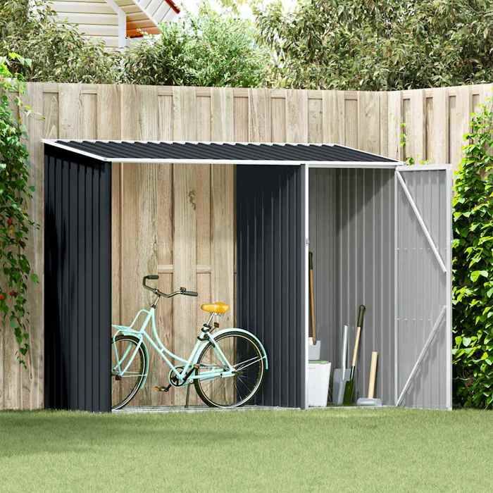 Vidaxl Abri à bois de jardin Anthracite 245x98x159 cm Acier galvanisé 46295 Gris - vue 3