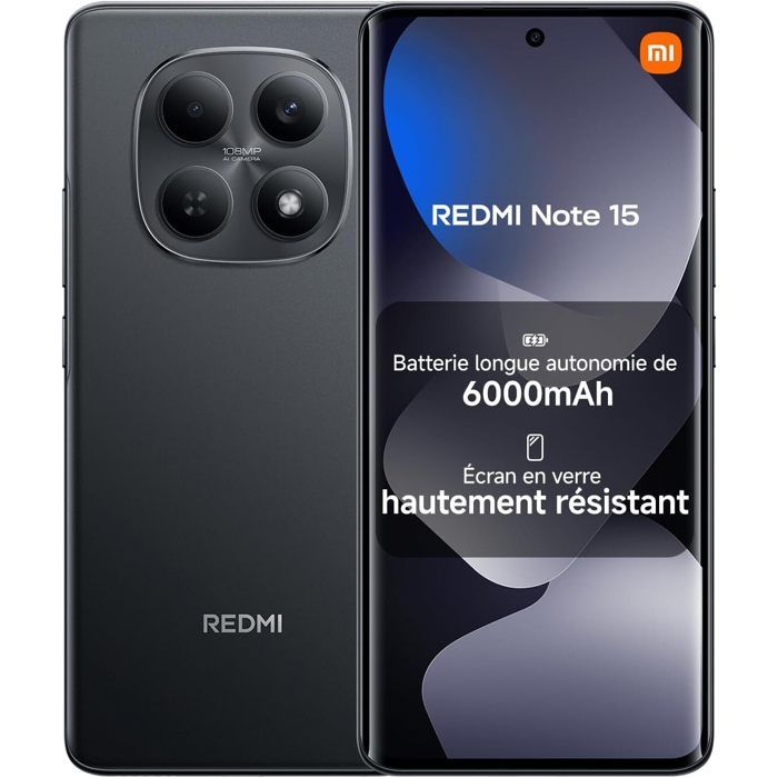 Smartphone Xiaomi Redmi Note 15 4G 8Go Ram 677 AMOLED Appareil Photo 108 MP Batterie 6000 mAh Version globale - vue 1