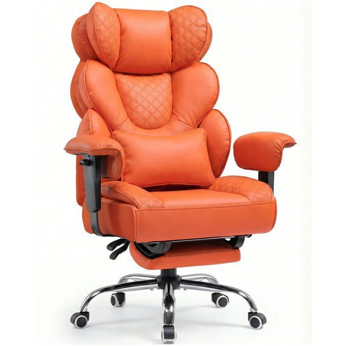 Chaise Gaming Ergonomique 180kg Support Lombaire Réglable et Repose Pieds Design Hybride Simili CuirMesh Dossier 150°