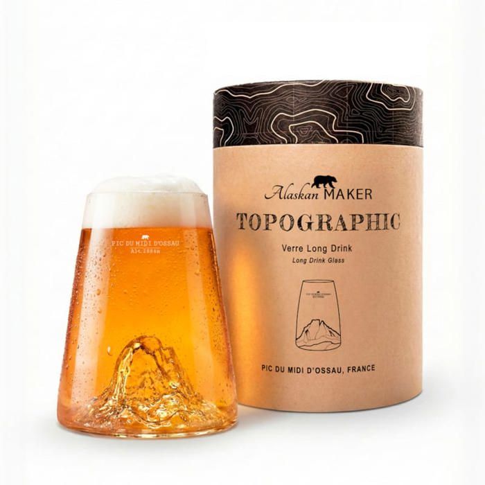 Vaisselle - Alaskan Maker : Verre design topographic Pic du Midi d’Ossau France - Transparent