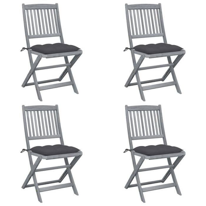Chaises ergonomiques - Magnifique Chaises pliables modernes dextérieur et terrasse 4 PCS et coussins Bois dacacia 44x50x88cm8