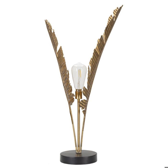 Lampe de table Palm en fer doré avec feuilles en éventail - Réf. VK8681847402978