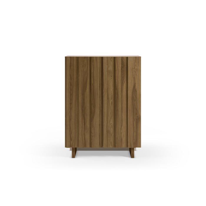 PERLA - Commode 2 tiroirs en MDF Chêne foncé
