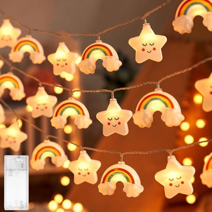 Guirlande Led À Piles Arc-En-Ciel En Forme DÉtoile Lampe Led Pour Chambre DEnfant Jardin Mariage Décoration