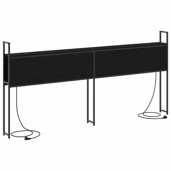 VENTE-FLASH Headboard de Rangement - Armoire de lit - pour chambre - avec Station de Charge Chêne noir jql49g