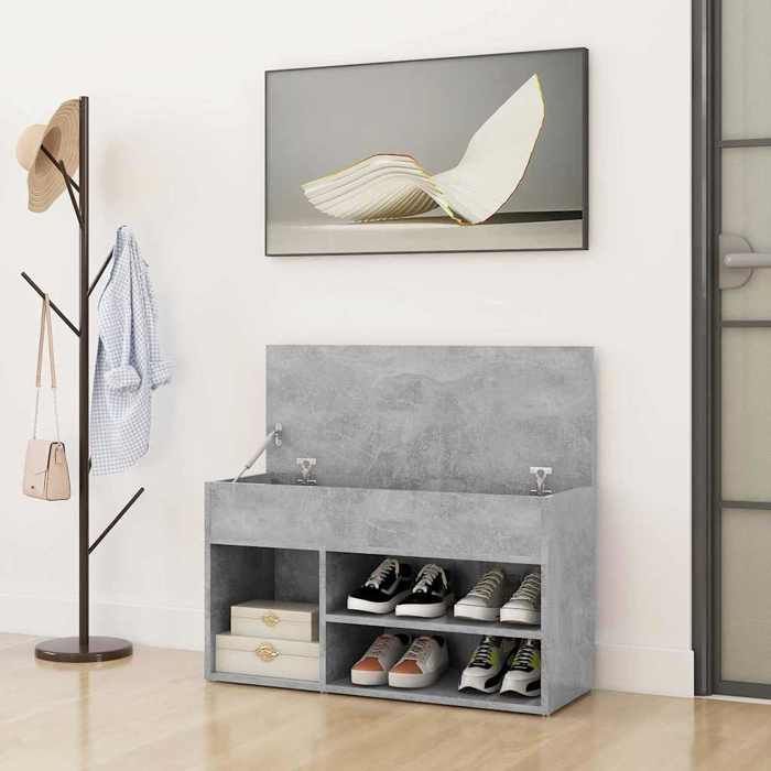 Meuble entree - vidaXL - CHIC - Banc à chaussures Gris béton 80x30x45 cm Bois dingénierie - 17.22 kg FR521242
