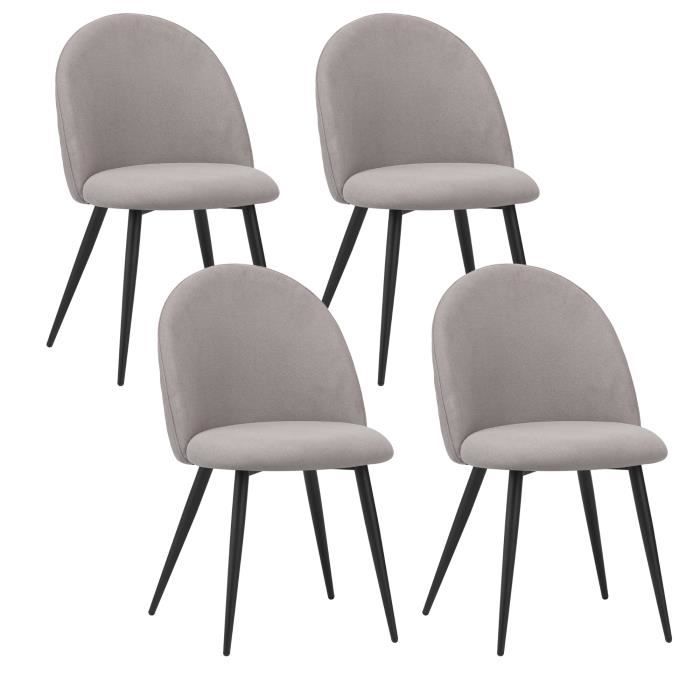 chaises de salle à manger albatros avec revêtement en tissu capo, - design vintage élégant [gris]