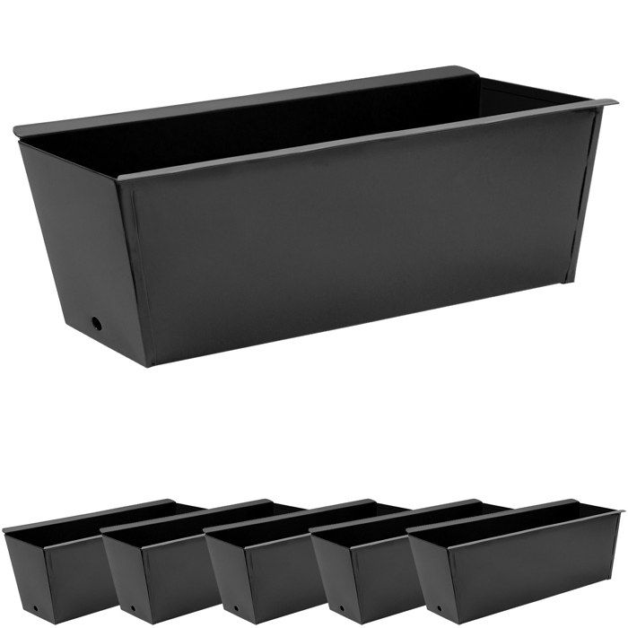 ARTECSIS Lot de 6 Jardinières Palette, Métal anthracite, 36x9x12cm, Trous de drainage - Jardin