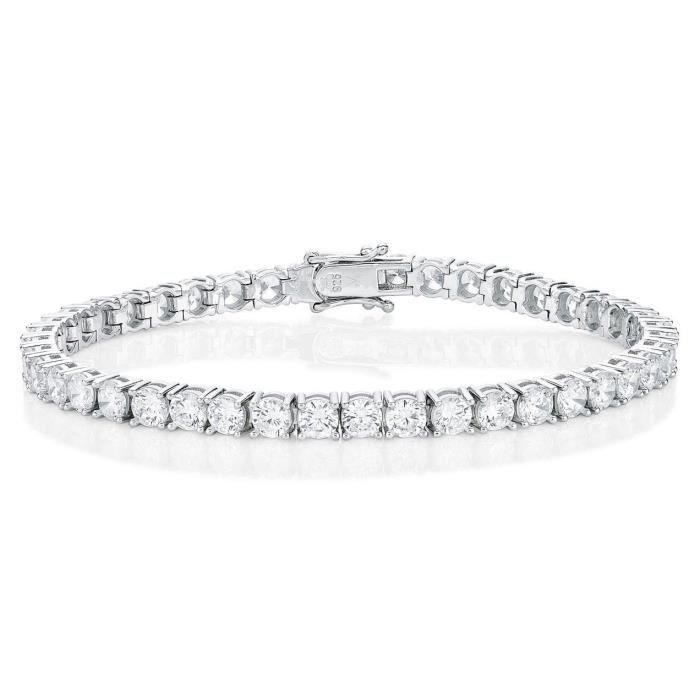 Superbe Chic Femmes Rond Noir Zircone cubique Argent Tennis Bracelet Lien Chaîne Superbe Chic Femmes Rond Noir Zircone cubique Argent Tennis Bracelet Lien Chaîne