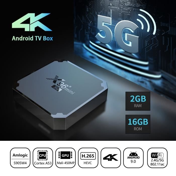 sunnzo s9 mini android 7 1 os tv box 4k ultra hd streaming media player with amlogic s905w samsung original emmc wifi h 265 lan 100m 1gb ram 8gb emmc 1gb 8gb noir