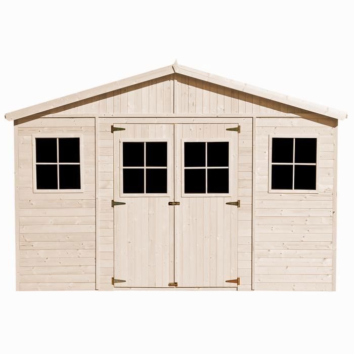 TIMBELA M331+M331G Abri de jardin en bois H246x418x320 cm/12 m&sup2; AVEC PLANCHER IMPR&Eacute;GN&Eacute;
