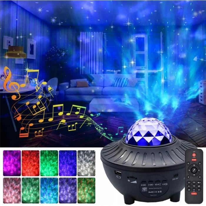 Veilleuse bébé Projecteur détoiles laser Veilleuse à lampes LED et musique connectée projection de lumières effet ciel étoilé