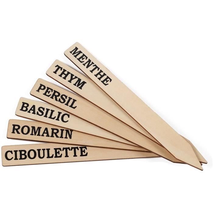 6 Etichette In Legno La Cordeline Per Piante Aromatiche, 18x2 Cm, Con Bustina - 2